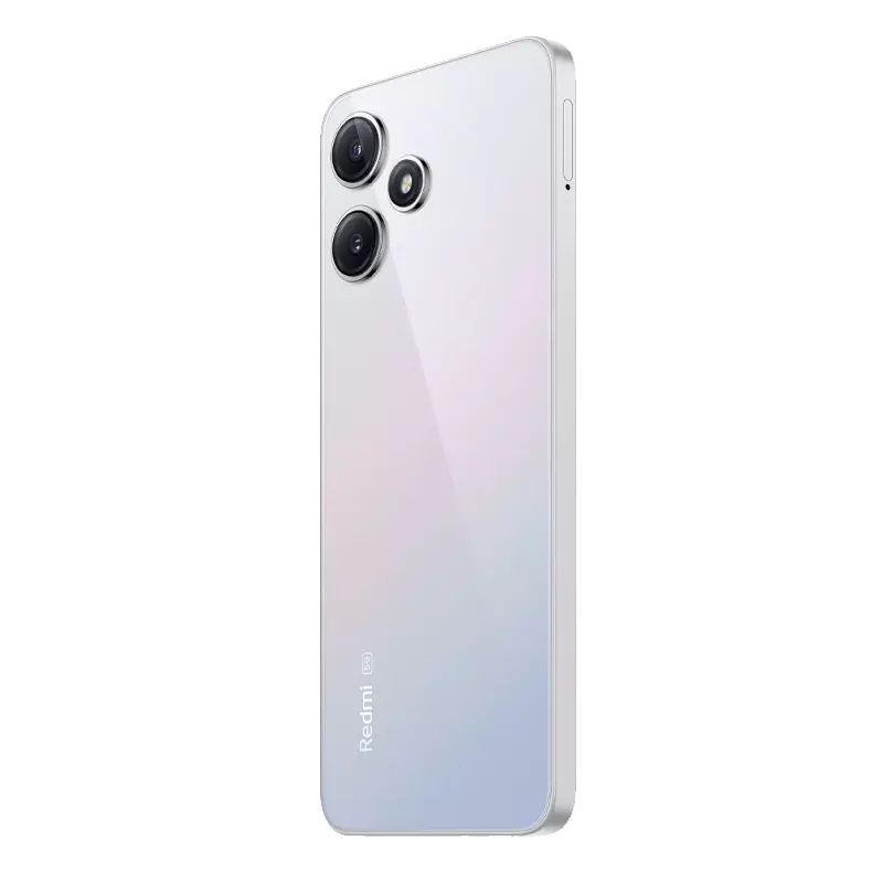 صورة لهاتف Redmi 12 بلون فضي وكاميرا ثلاثية