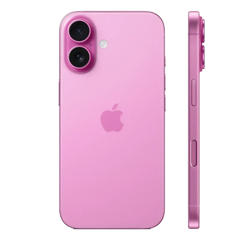 صورة لهاتف آيفون 16 باللون الوردي – أنوثة وأناقة